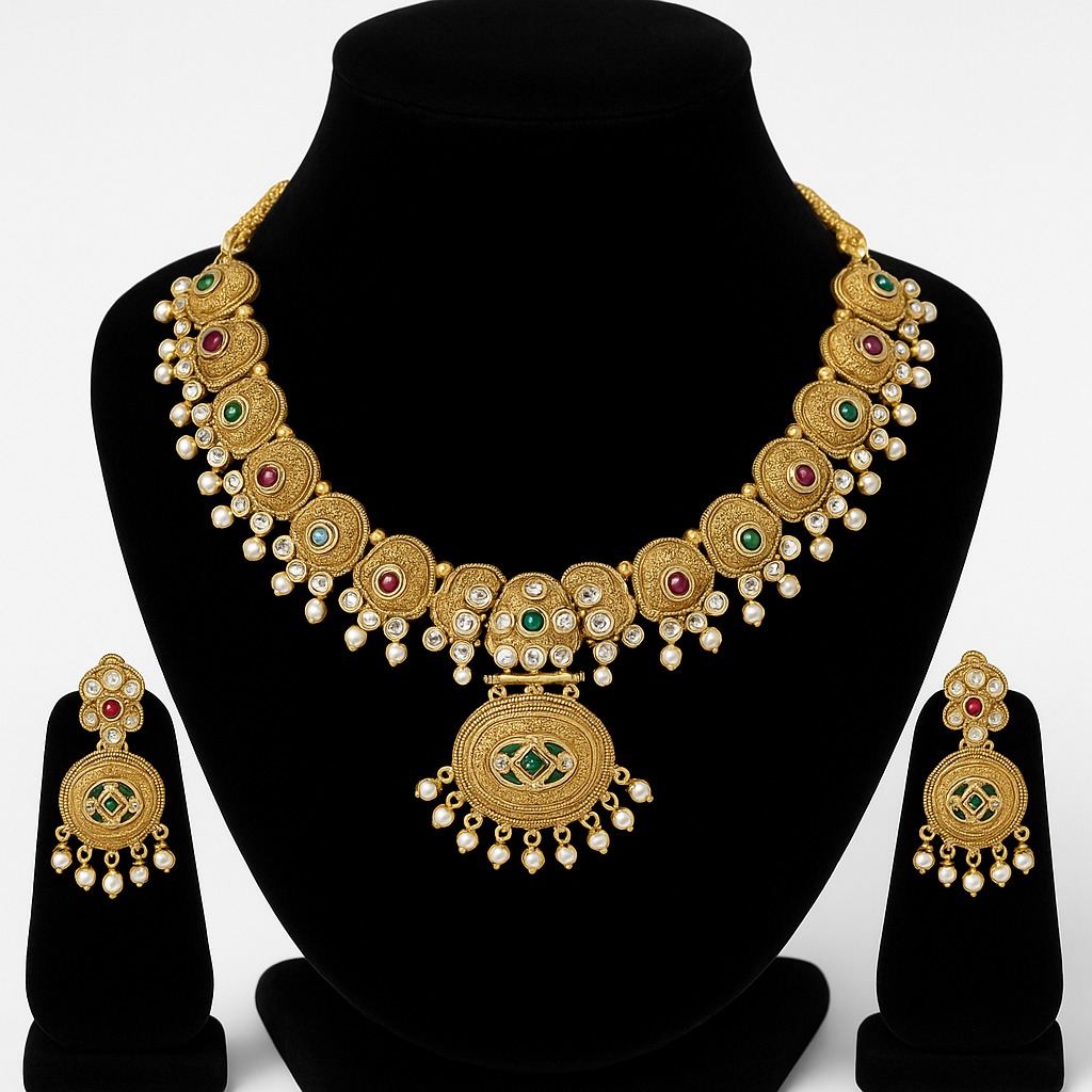 Antique Green Stone Necklace